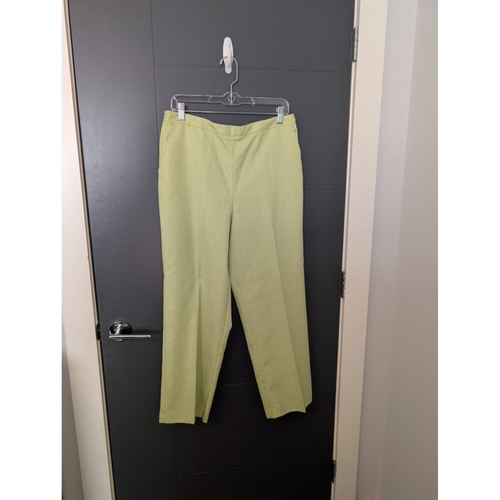 Alfred Dunner Lime Green Textured‎ Elastic Waist Comfort Fit Pull-On Pants -14